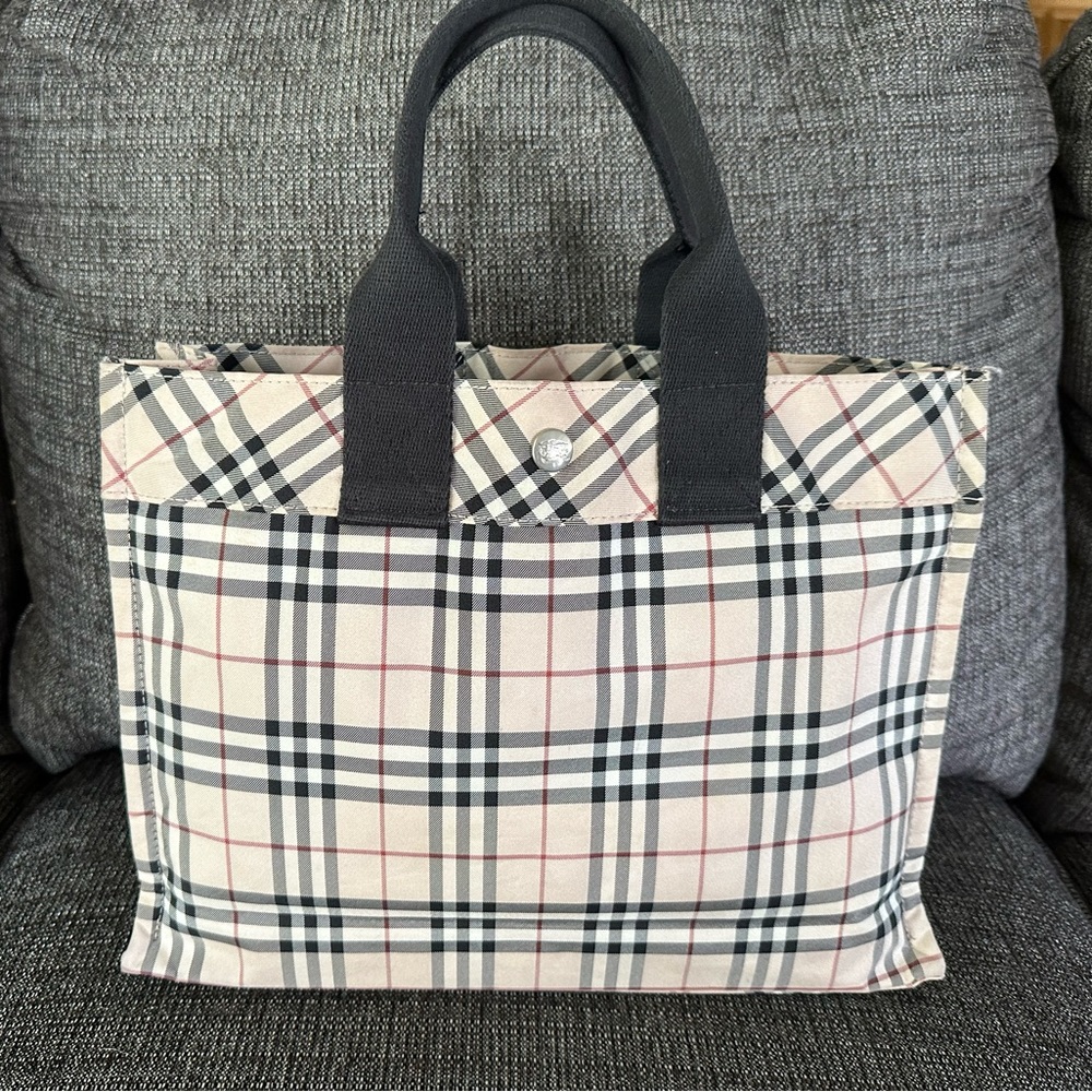 BURBERRY canvas House Check mini tote